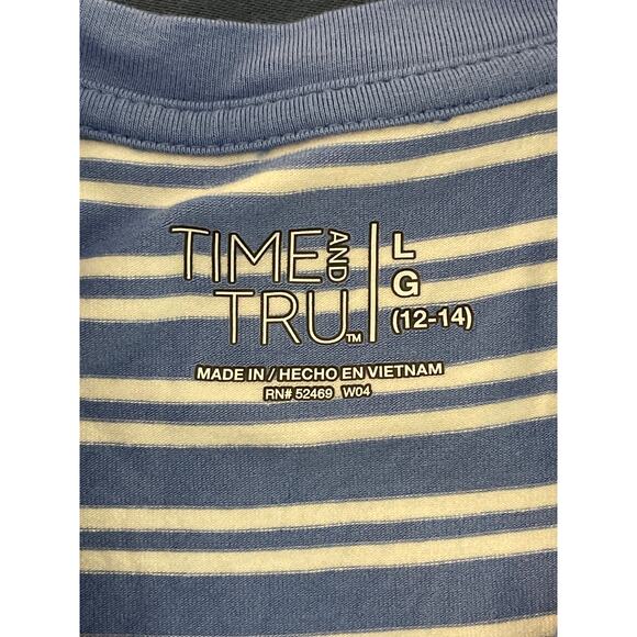 Time and Tru Sleeveless Crewneck Striped Flare Midi Dress Blue/White Size L - Picture 6 of 9